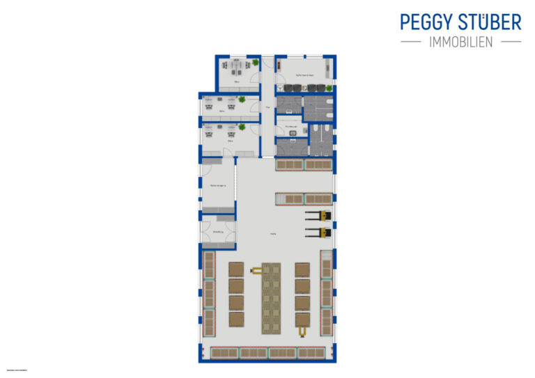 Grundriss Halle und Büro