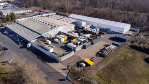 Blick auf die Hallen