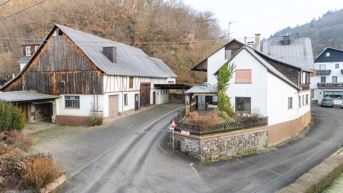 Blick auf Wohnhaus und Scheune