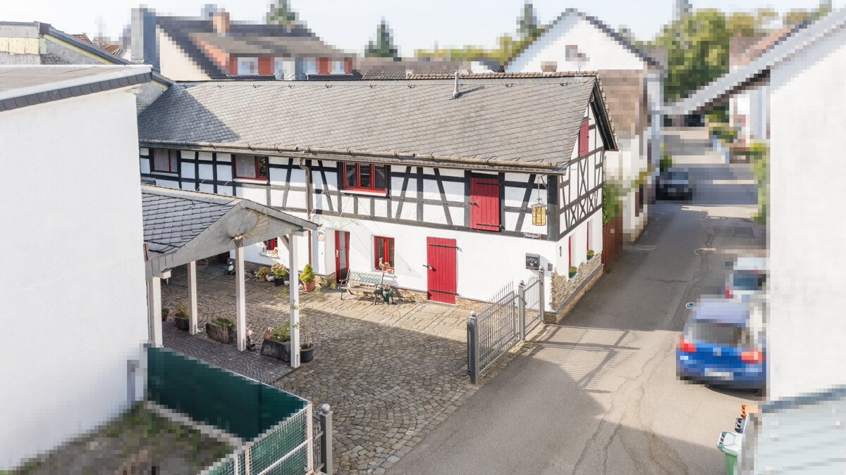 Blick auf das Fachwerkhaus